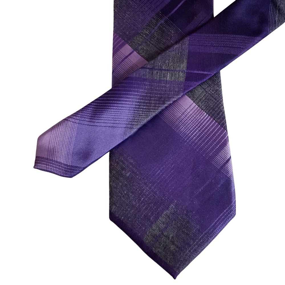 Van Heusen Mens Purple Gray Neck Tie Office Business Modern Necktie